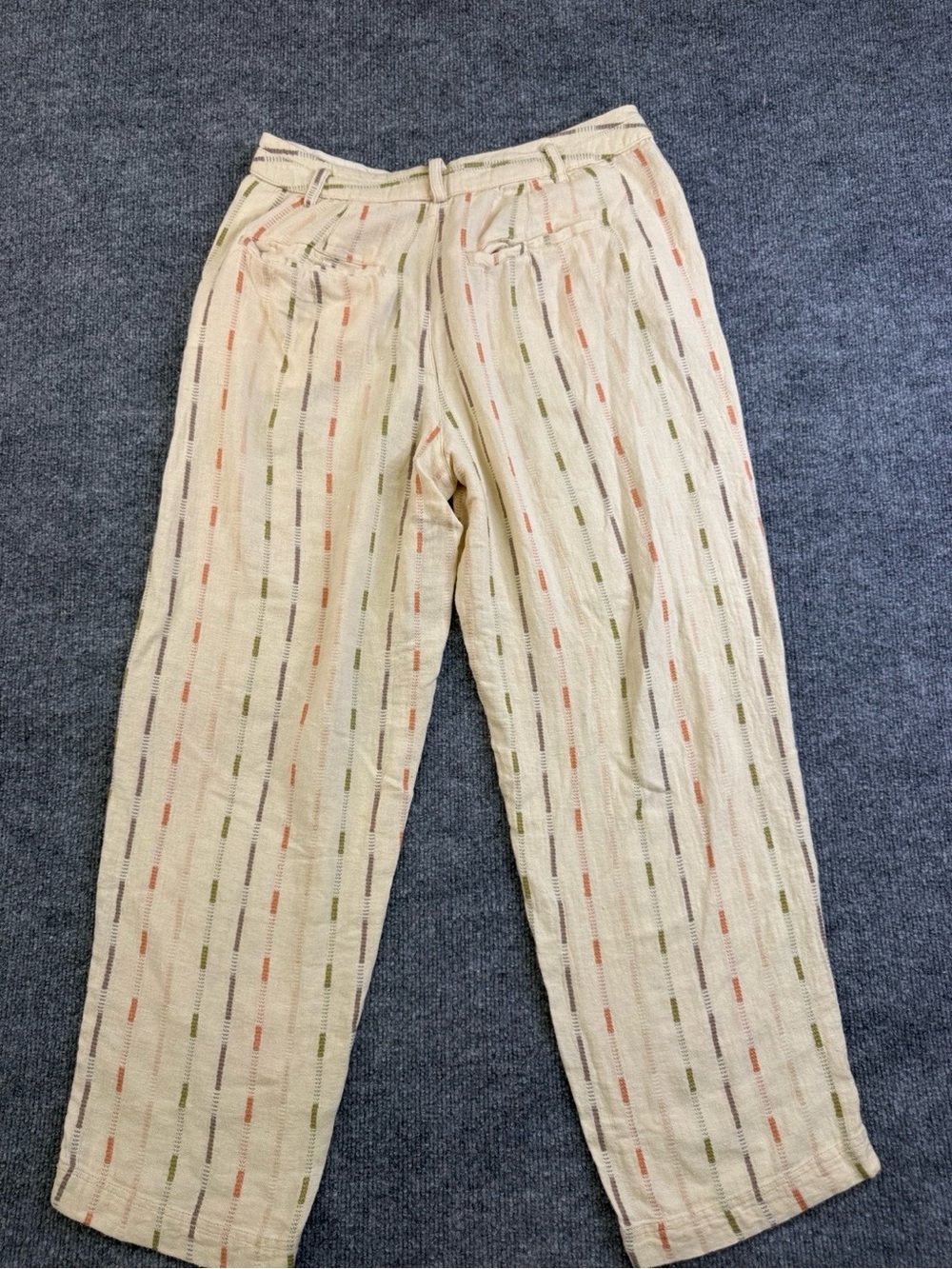 Free People Soft Spirit Striped Linen Blend Trousers Cream Size 6